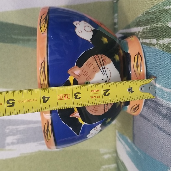 Catzilla Halloween Bowl Candace Reiter Wizard Cat Witchy Devil Hand Painted - Picture 3 of 13